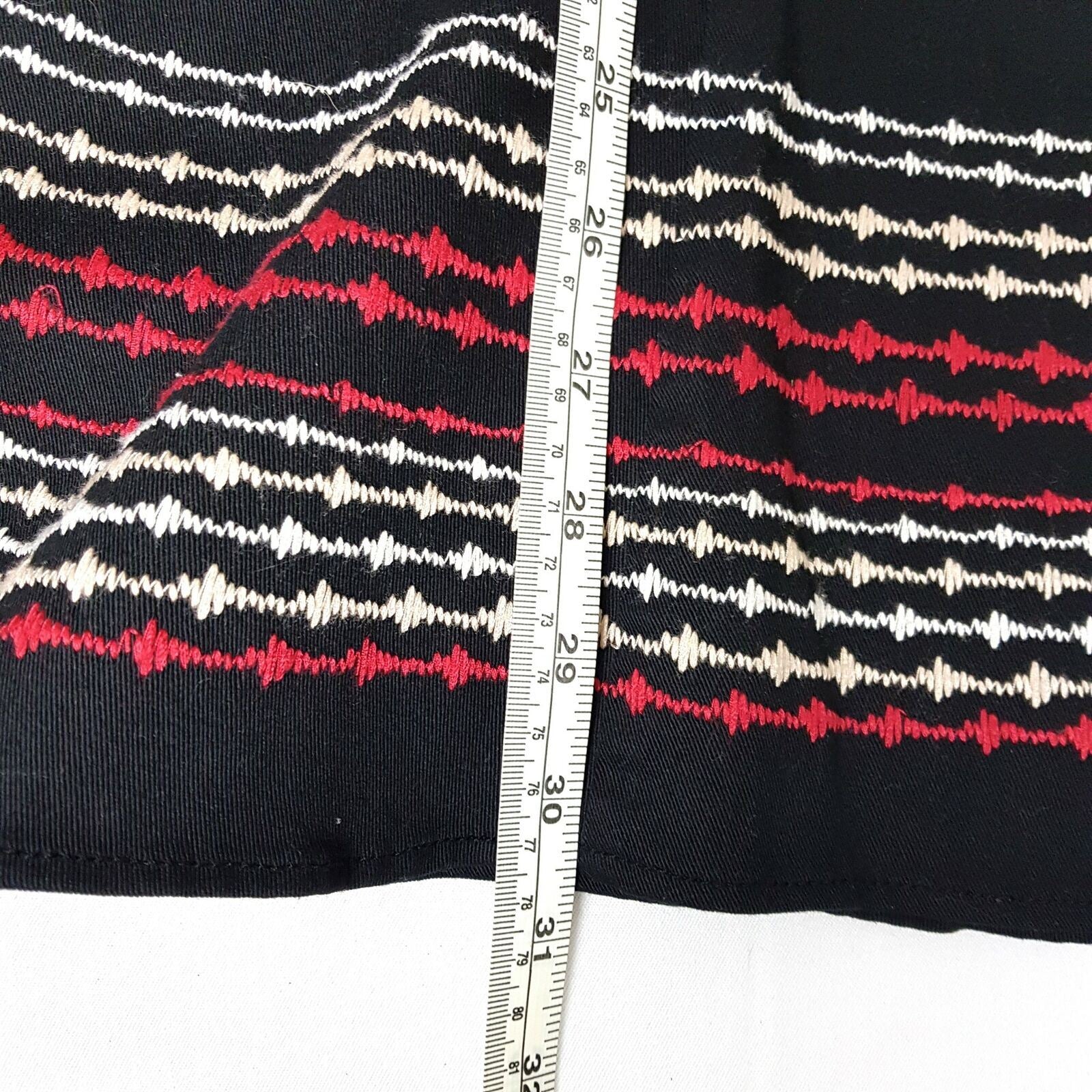 BNWT LAURA ASHLEY Designer Black Red Knit Women's A-Line Midi Skirt Cotton Sz 8