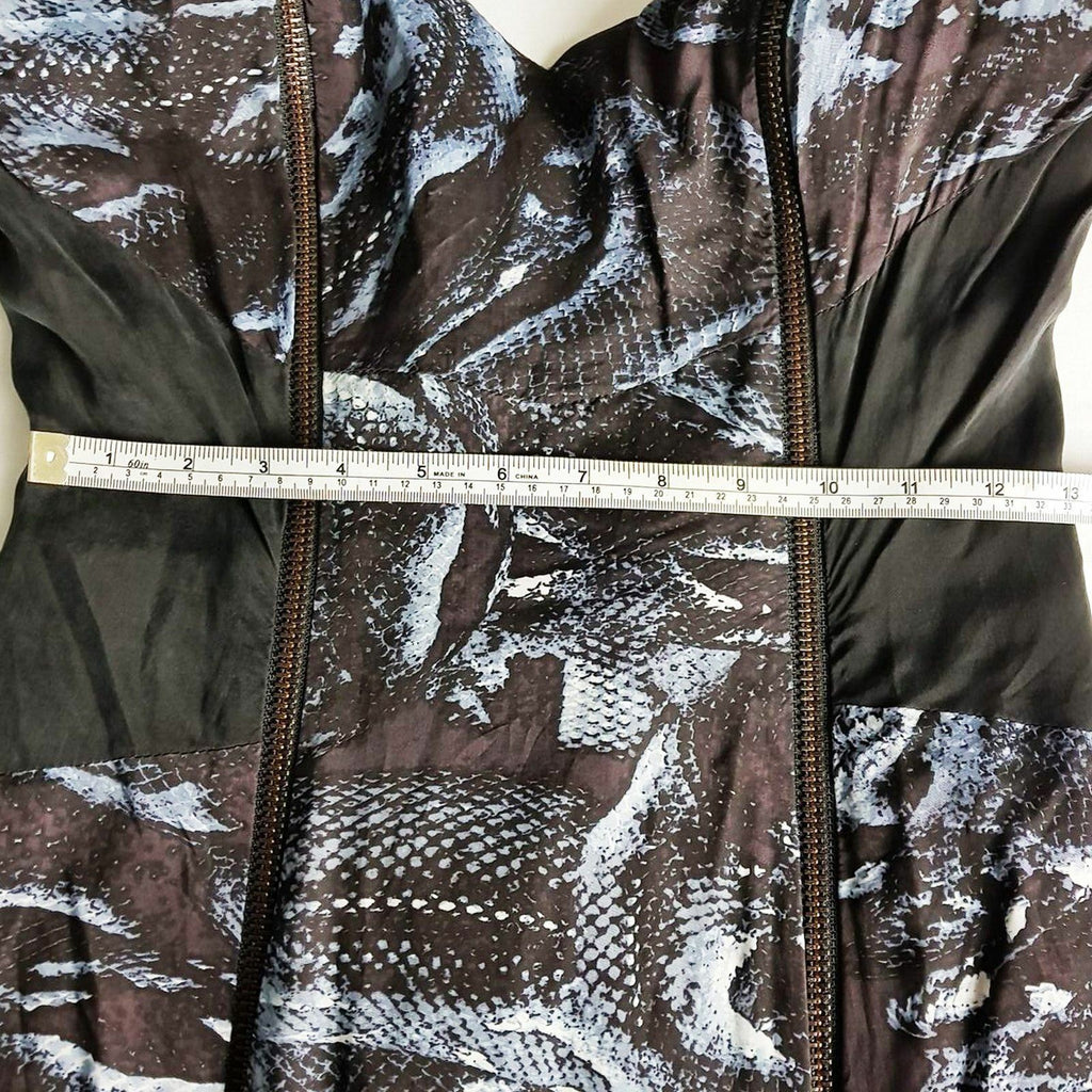 KSUBI Snakeskin Print Plunging Blue Black Women's Bodycon Dress Party Designer