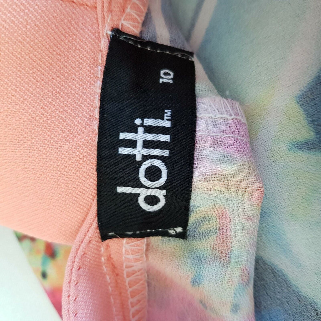 DOTTI Pink Blue Floral Spaghetti Strap Women's Fit & Flare Dress Sexy Open Back
