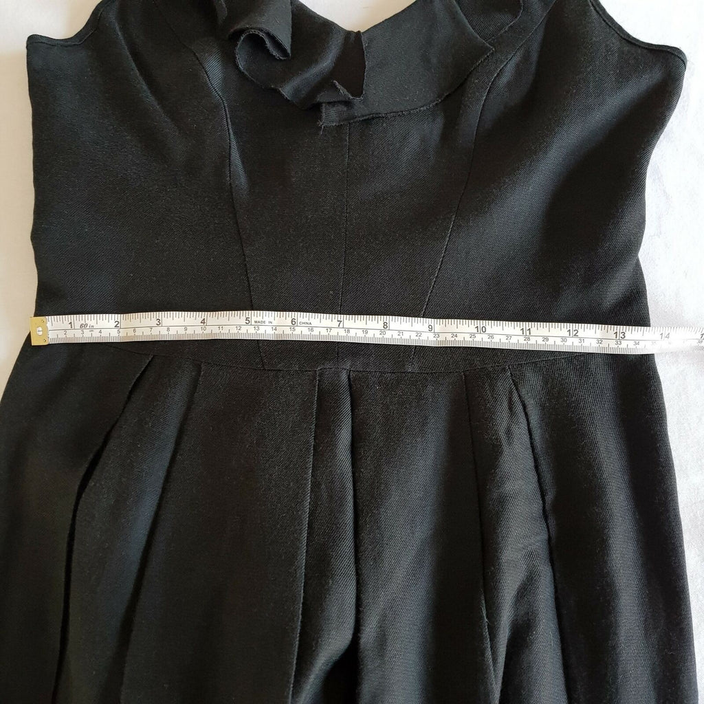 CUE Little Black Dress Spaghetti Strap Ladies A-Line Pleated Ruffled V-Neck Sz 8