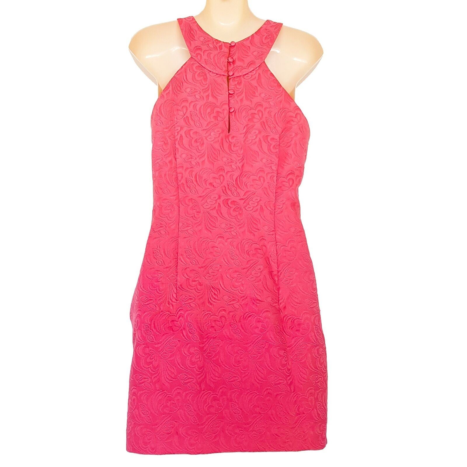 FOREVER NEW Hot Pink Women's Sheath Cocktail Dress Embellished Collar Round Neck