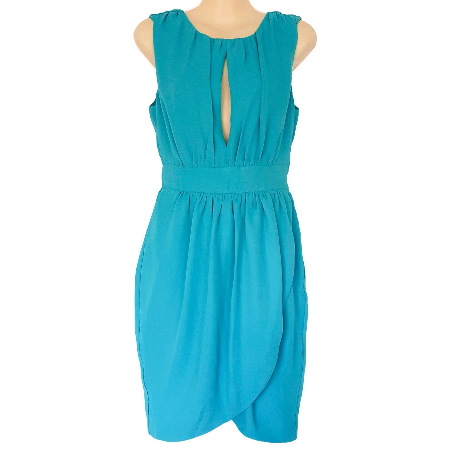 KEEPSAKE The Label Sky Blue Keyhole Front Women's Tulip Skirt Dress V-Back New