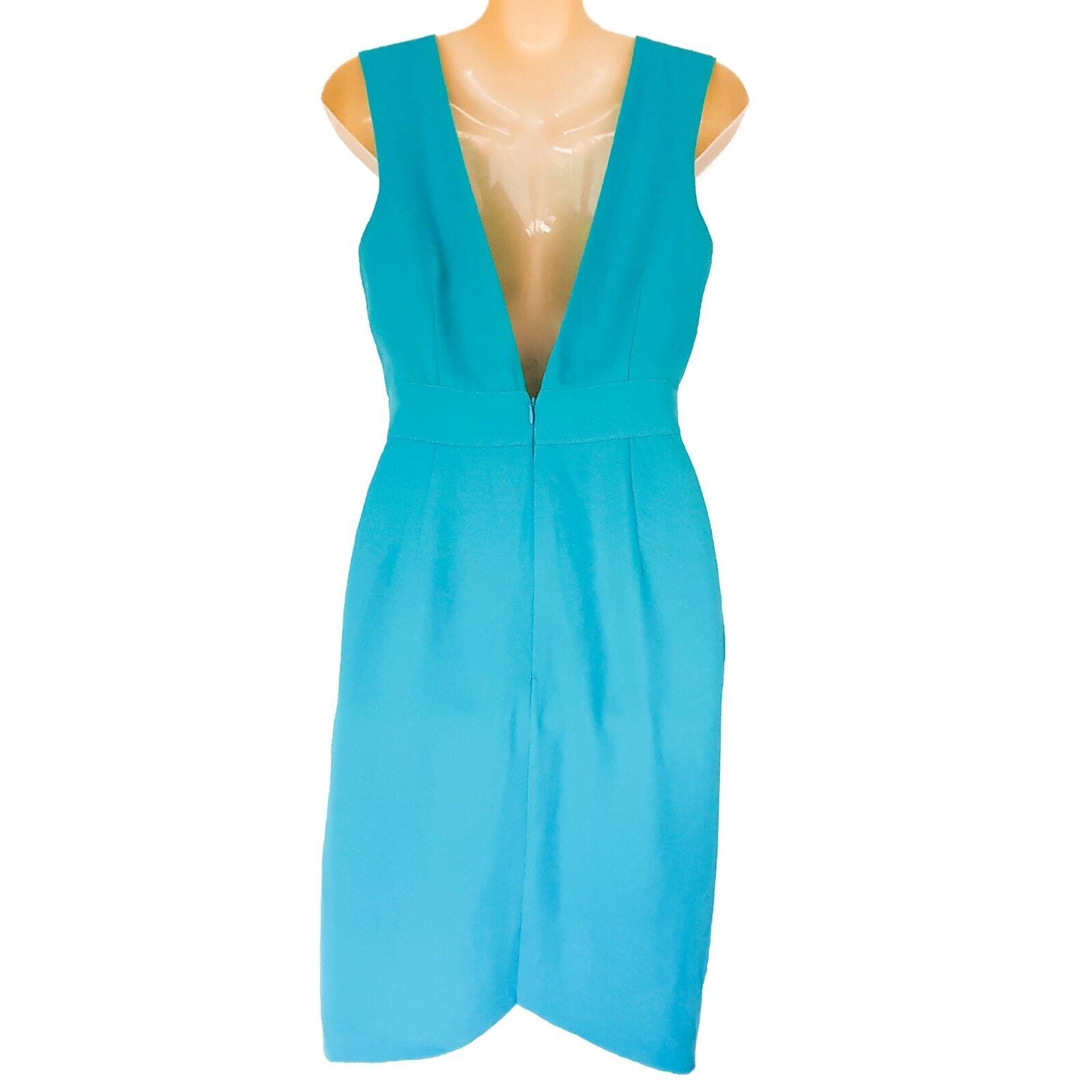 KEEPSAKE The Label Sky Blue Keyhole Front Women's Tulip Skirt Dress V-Back New
