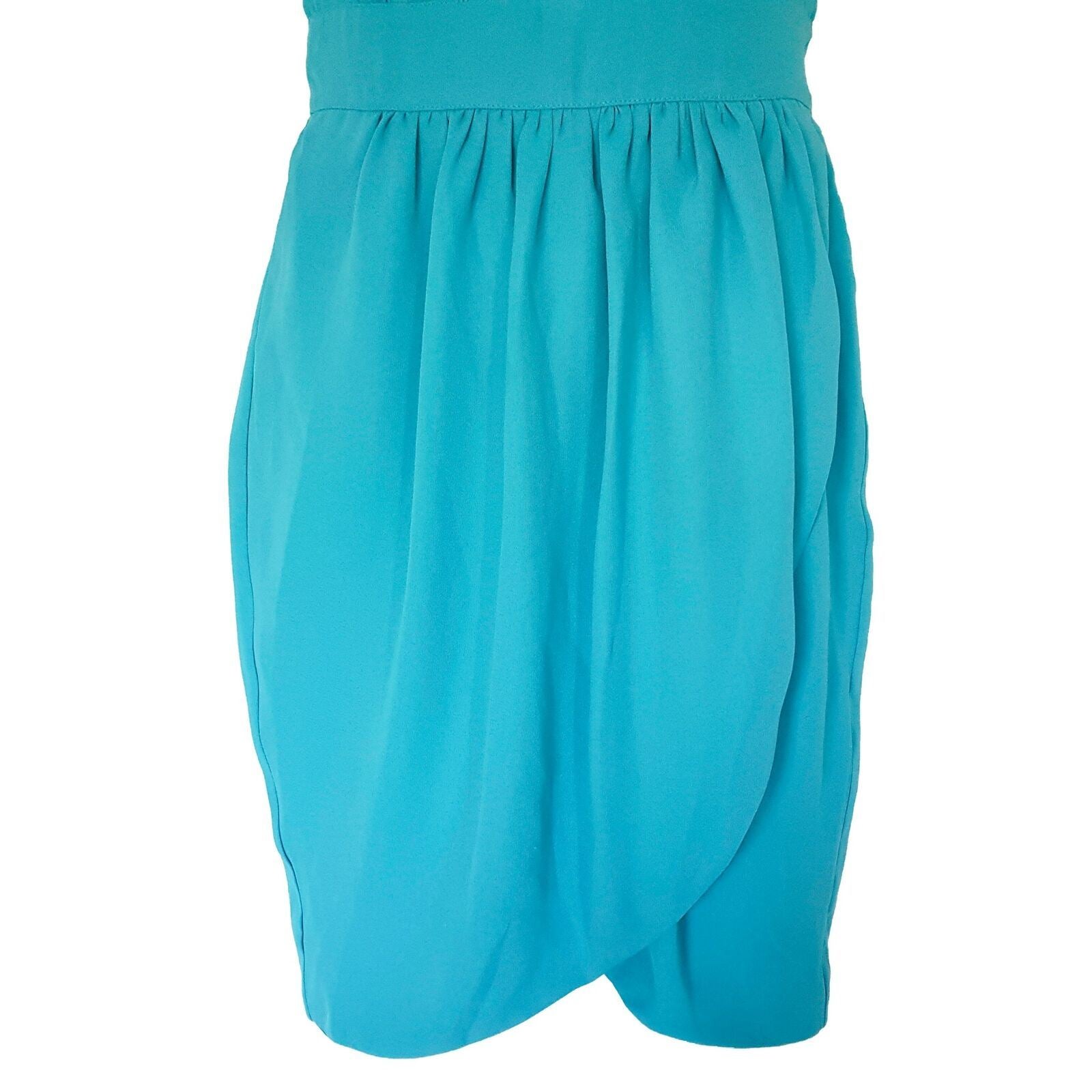 KEEPSAKE The Label Sky Blue Keyhole Front Women's Tulip Skirt Dress V-Back New