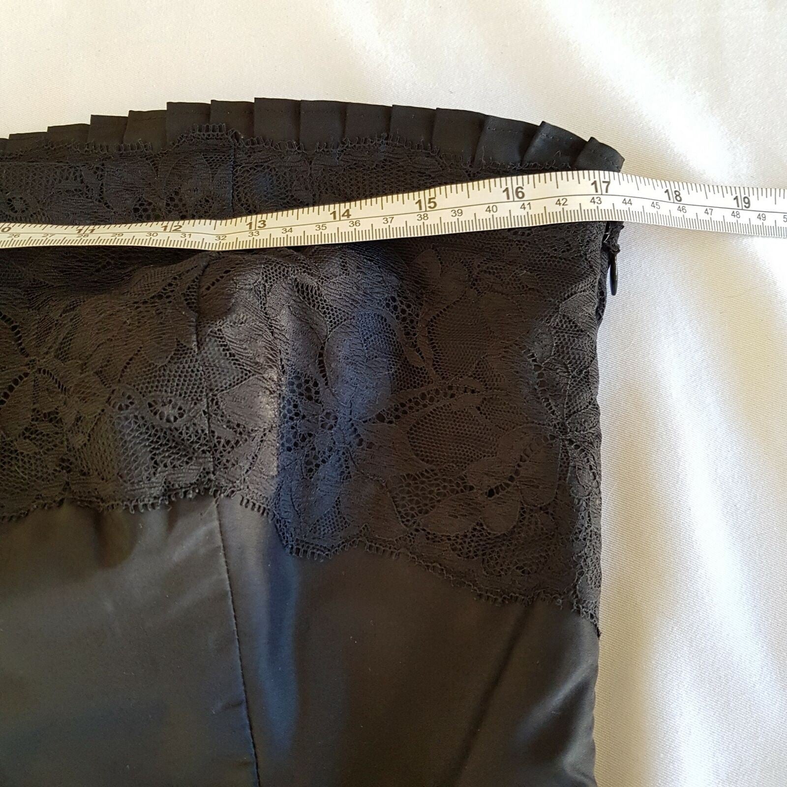 BANANA REPUBLIC Black Floral Lace Strapless Women's A-Line Pleated Silk Dress