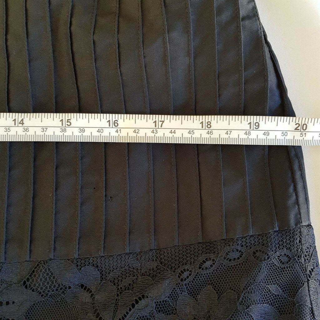 BANANA REPUBLIC Black Floral Lace Strapless Women's A-Line Pleated Silk Dress