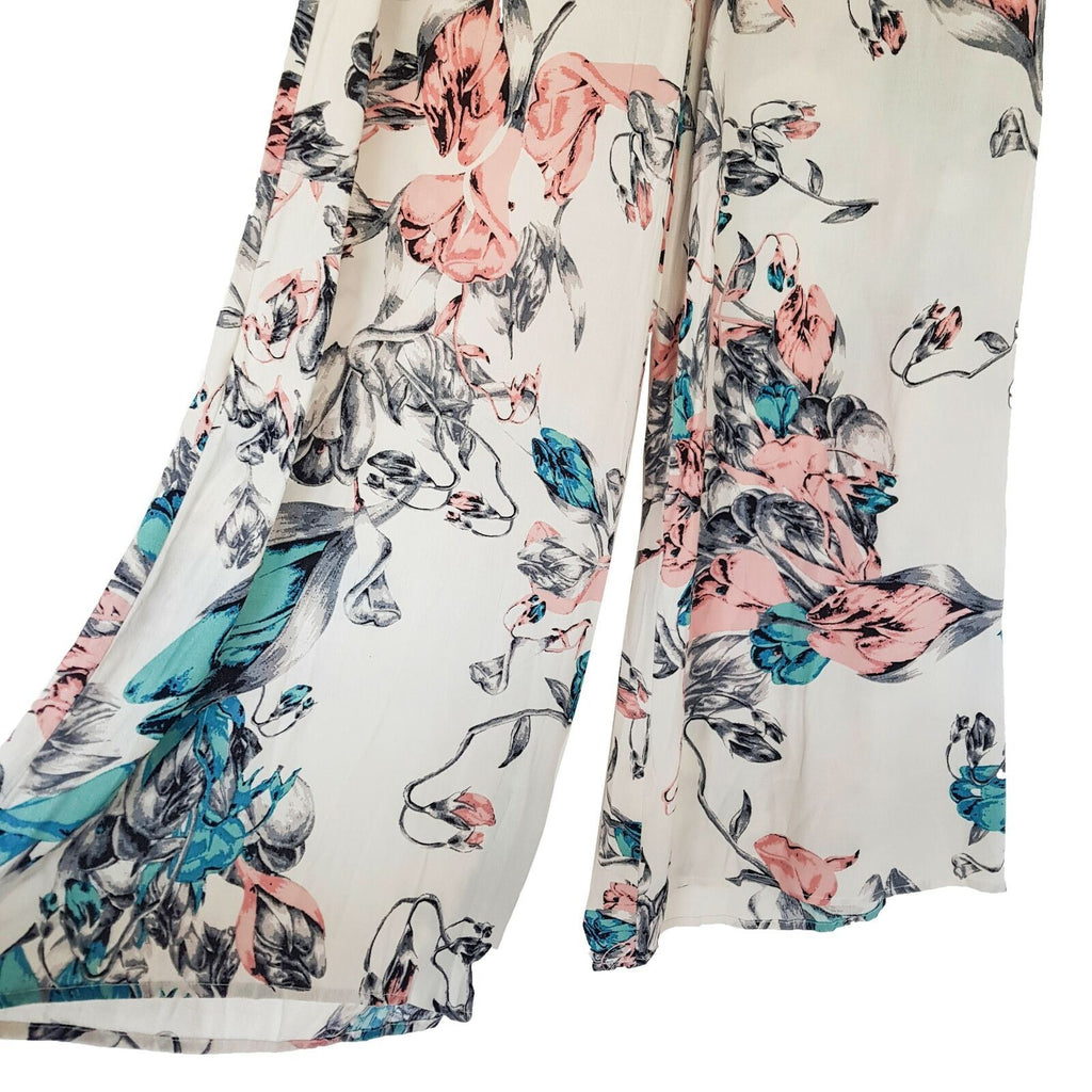STAPLE THE LABEL White Floral High WaistWide Leg Relaxed Women's Palazzo Pants