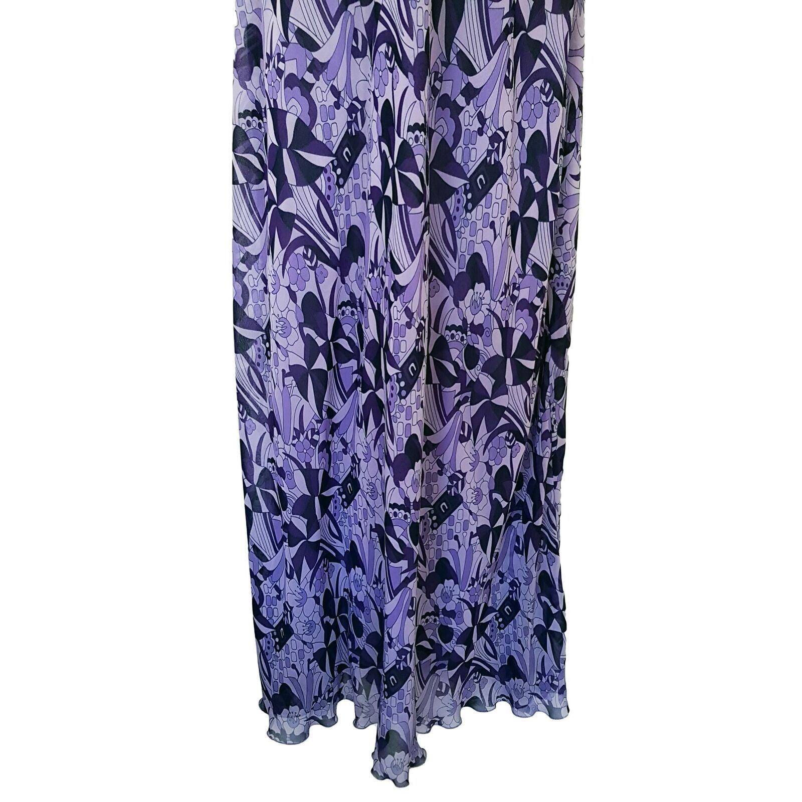 PORTMANS Vintage Style Purple Halter Neck Floral Women's Chiffon Maxi Dress