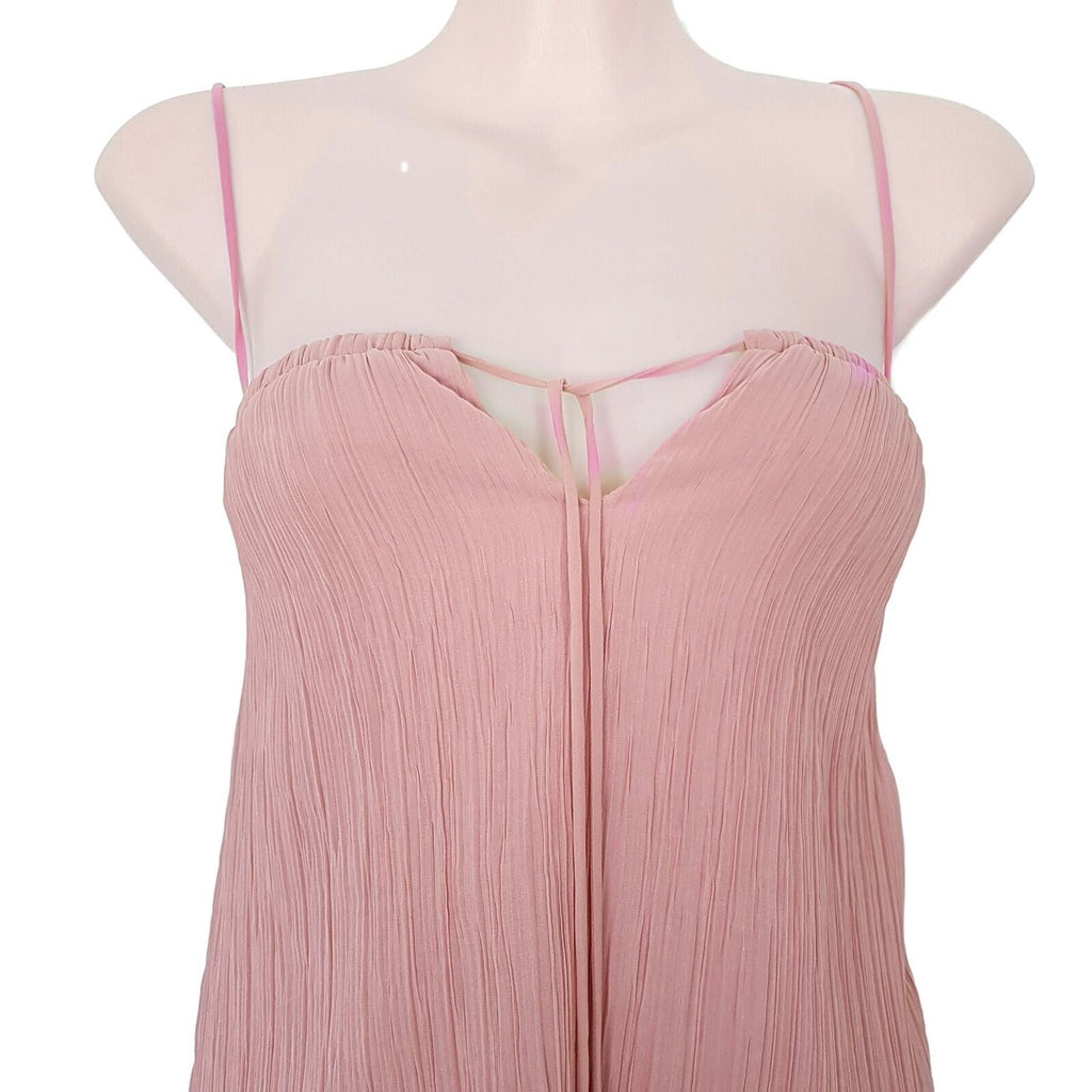 BEC & BRIDGE Designer Beige Pink Women's Tiered Trapeze & Swing Dress Keyhole