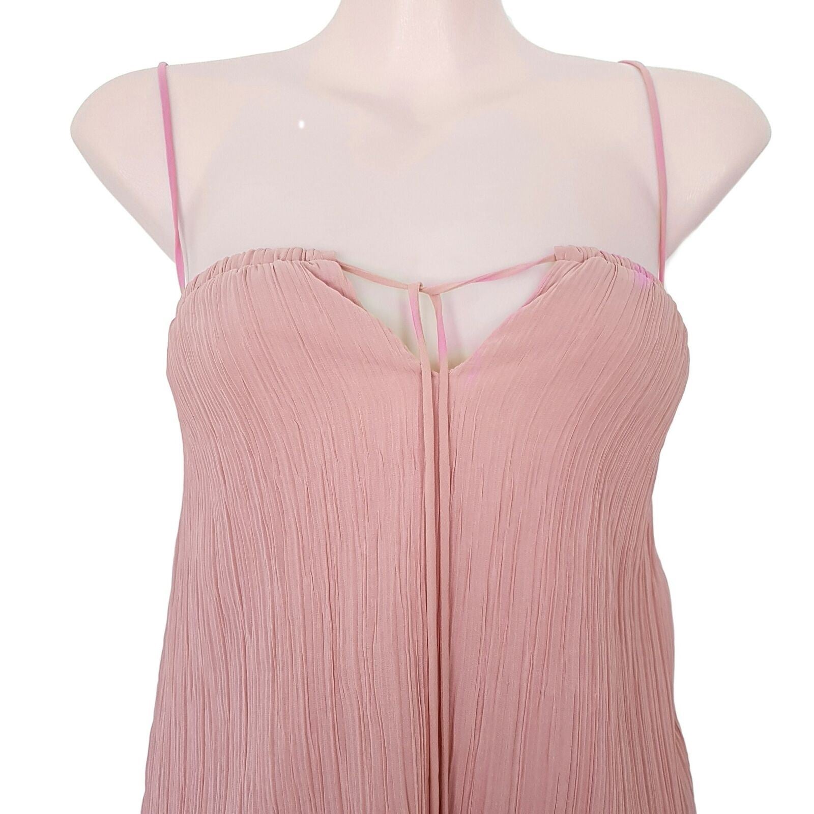 BEC & BRIDGE Designer Beige Pink Women's Tiered Trapeze & Swing Dress Keyhole