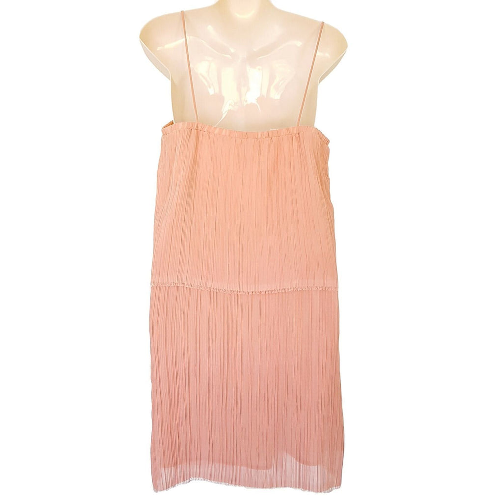 BEC & BRIDGE Designer Beige Pink Women's Tiered Trapeze & Swing Dress Keyhole