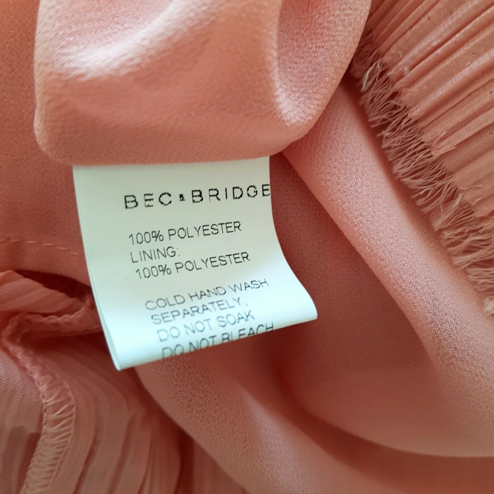 BEC & BRIDGE Designer Beige Pink Women's Tiered Trapeze & Swing Dress Keyhole