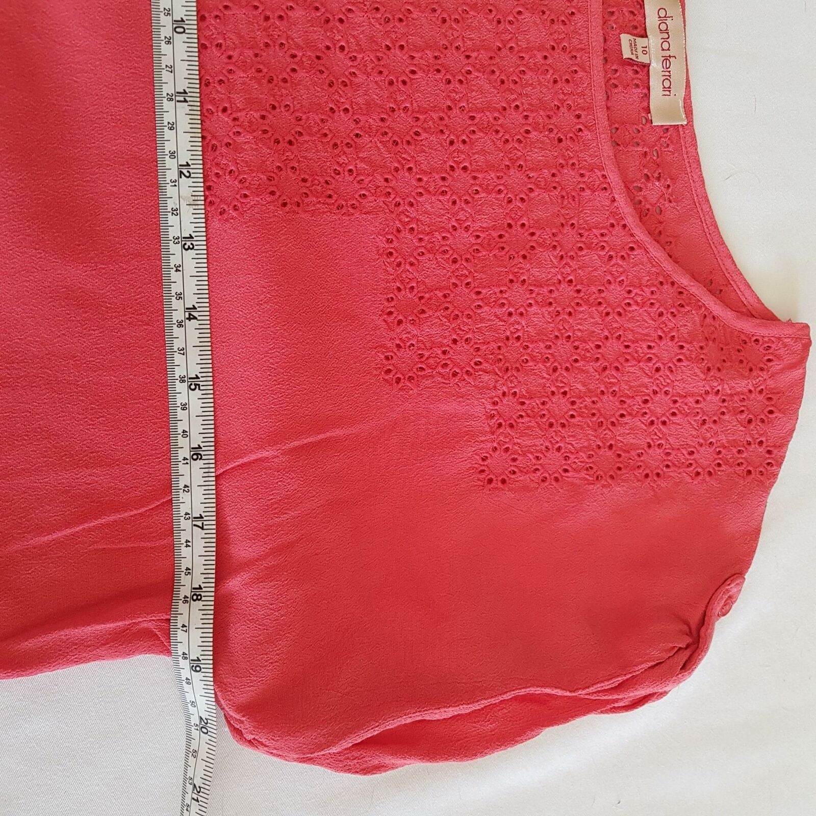 DIANA FERRARI Pink Floral Detail Short Sleeve Women's Basic Blouse Top Size 10