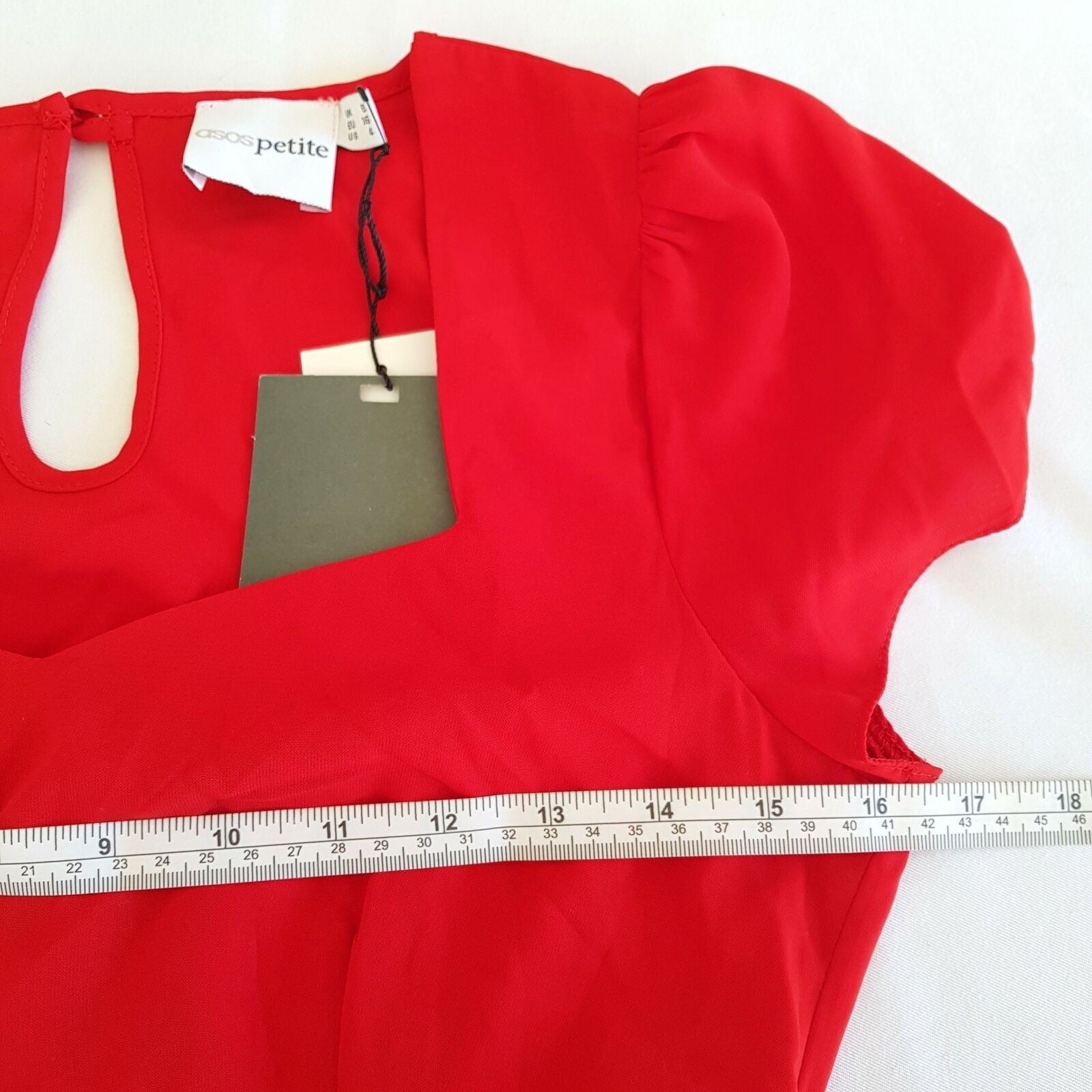 ASOS Petite Red Belted Short Sleeve Women's Pencil Dress Sweetheart Neck BNWT