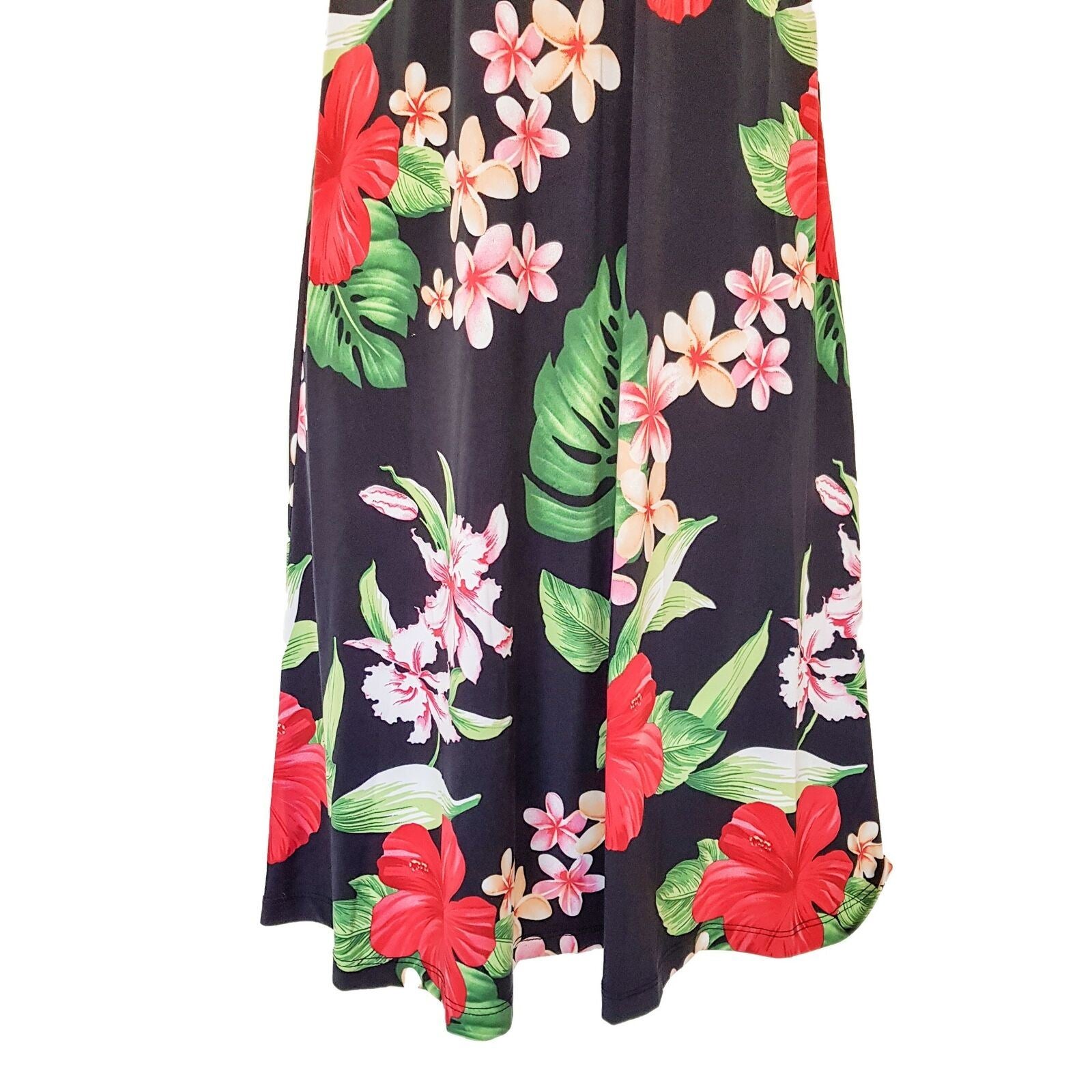 PARADISE EVE Hawaiian Black Floral Sleeveless Women's Sun Dress Sweetheart Neck