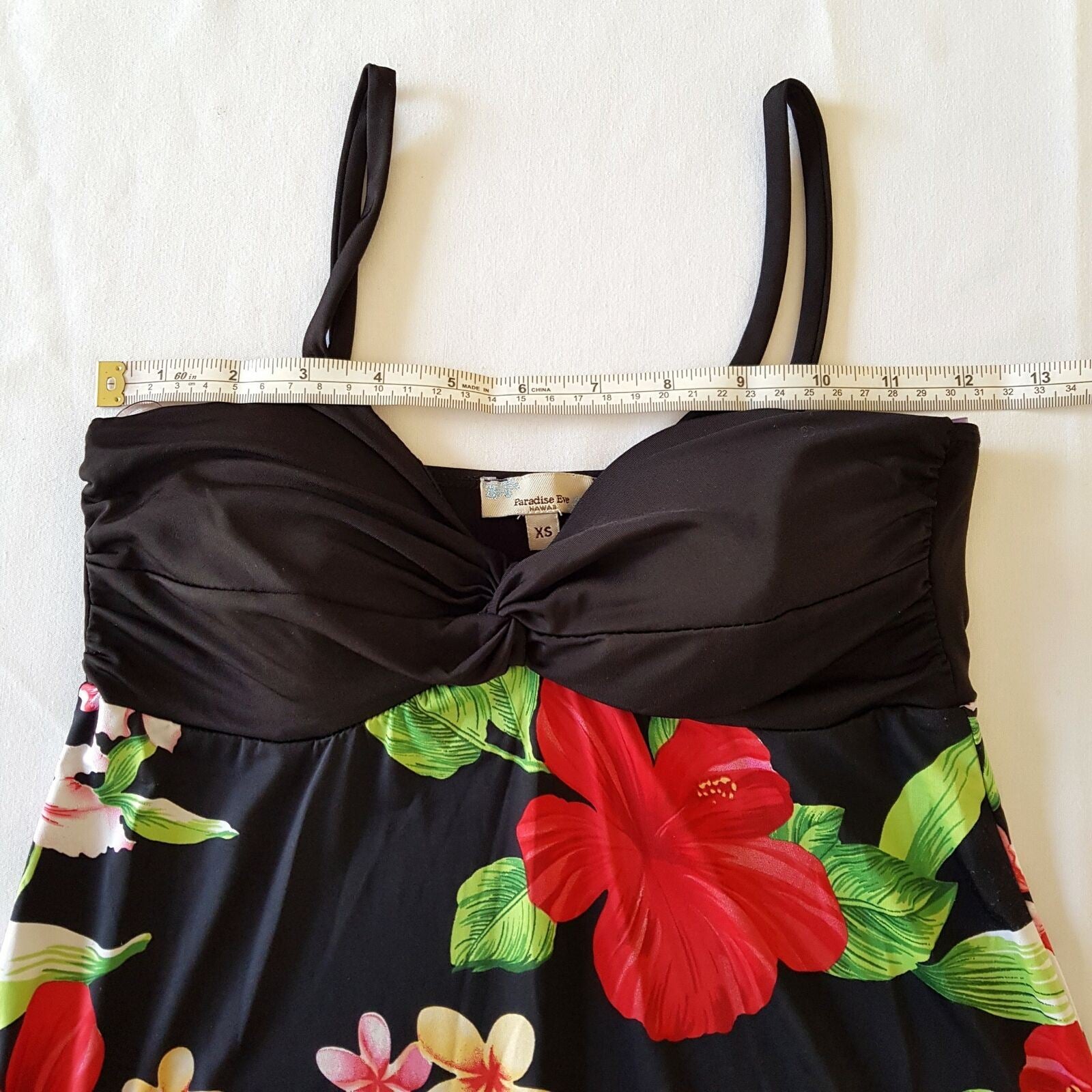 PARADISE EVE Hawaiian Black Floral Sleeveless Women's Sun Dress Sweetheart Neck