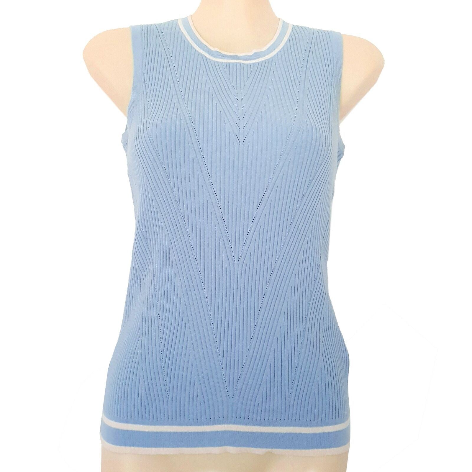 BROOKS BROTHERS Casual Light Blue Sleeveless Women's Sweater Vest Crew Neck BNWT