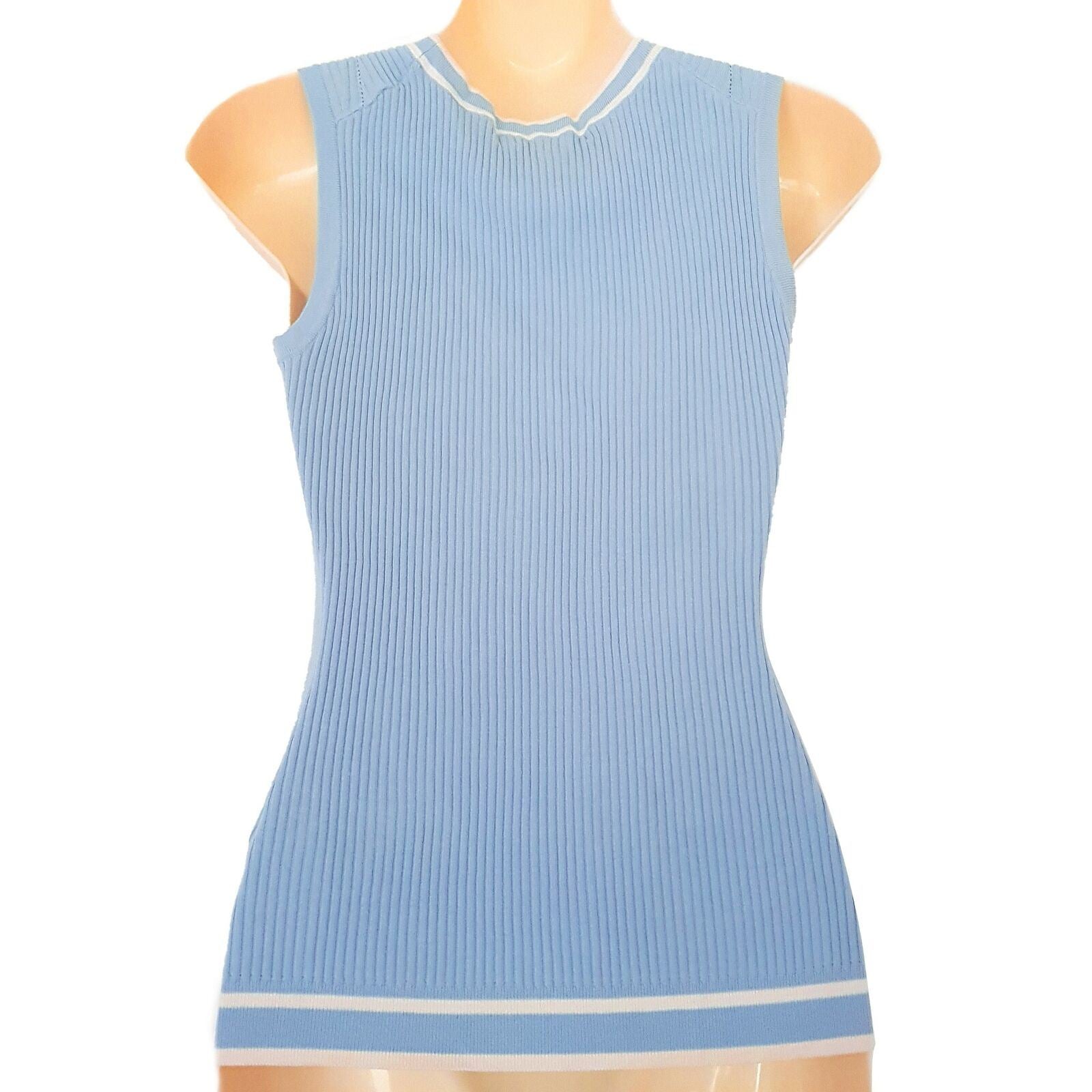 BROOKS BROTHERS Casual Light Blue Sleeveless Women's Sweater Vest Crew Neck BNWT