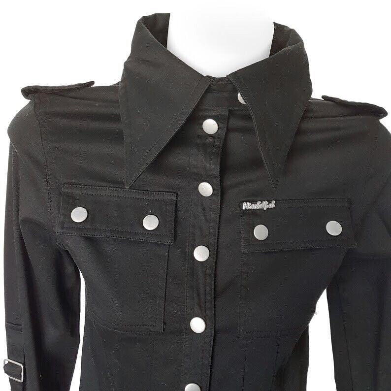 MISS SELFISH Black Collared Gothic Jacket Casual Formal Ladies Office Work Wear
