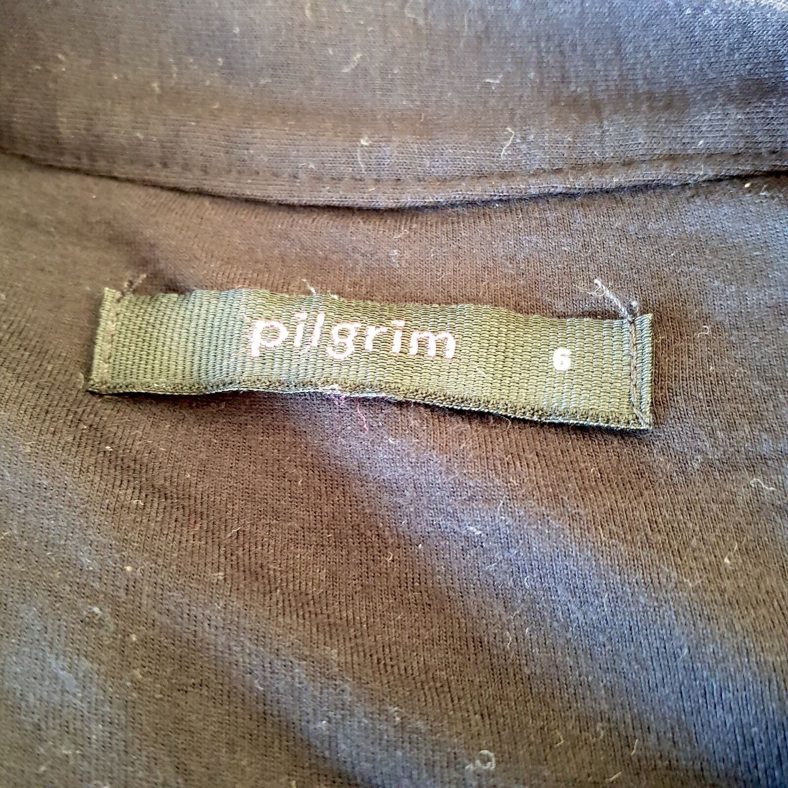 PILGRIM Casual Kira Black Knit Ladies Shirt Dress Short Sleeve Collared Neckline