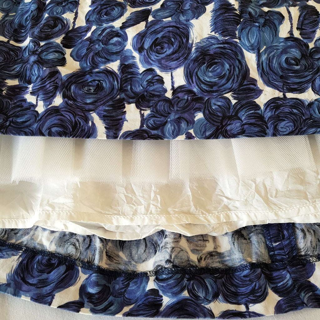 PORTMANS Blue Floral Print Women's Strapless Cocktail Dress Zip Back Fully Lined