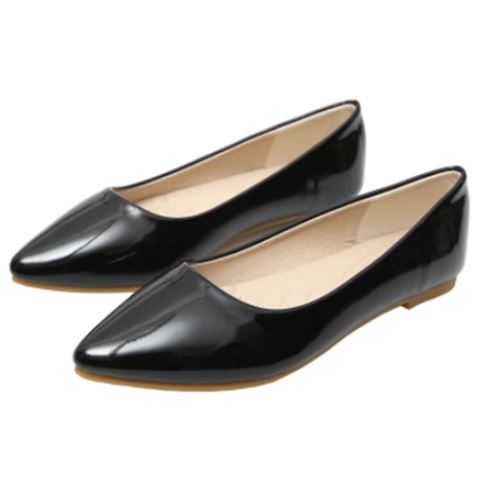 Black Casual Formal Ballet Flats Heel Slip-On Women's Pointed Toe Shoes Size 3