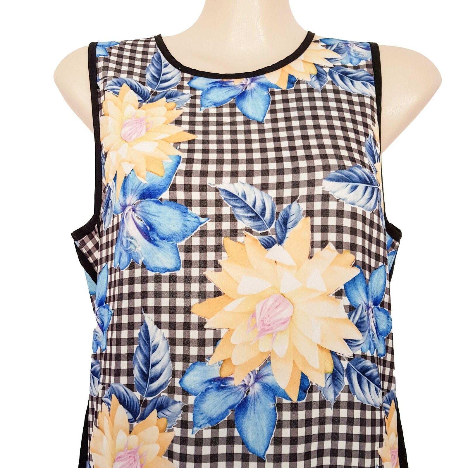 ANGEL BIBA Multi-Coloured Floral Sleeveless Ladies Shift Dress Two Front Pockets