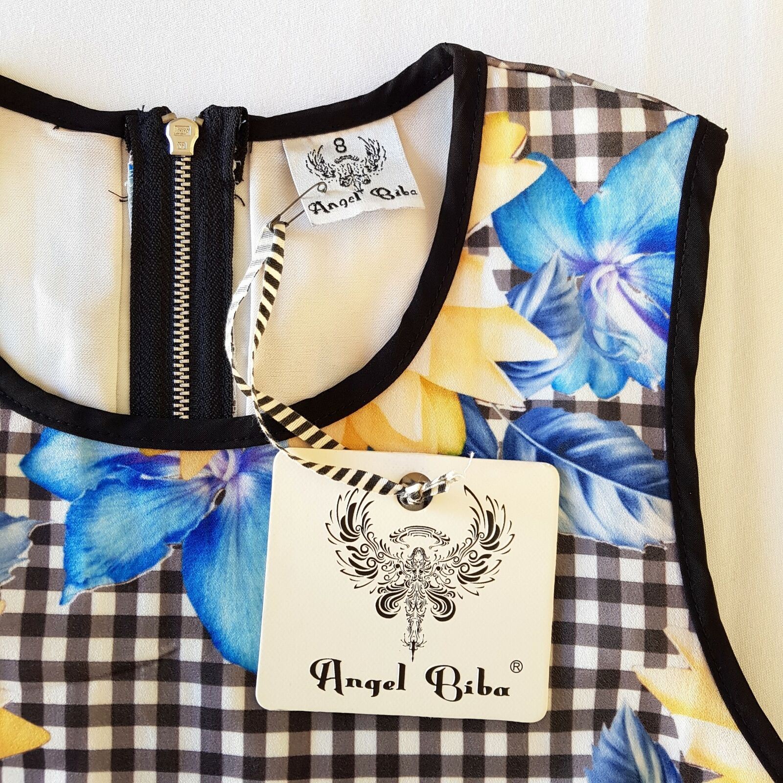 ANGEL BIBA Multi-Coloured Floral Sleeveless Ladies Shift Dress Two Front Pockets