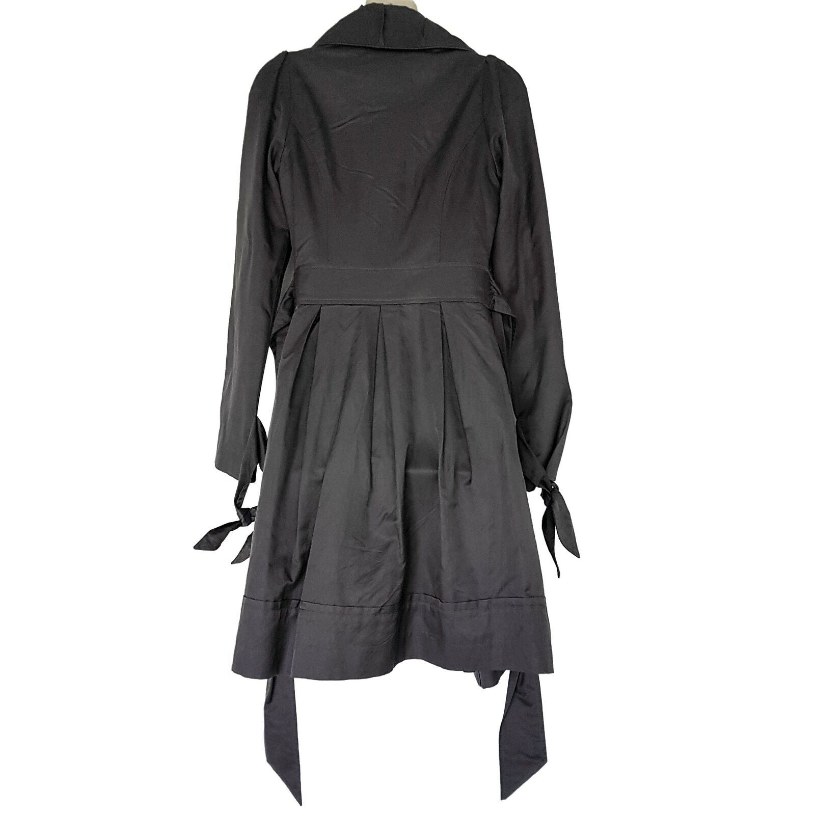 REVIEW Women's Grey Button Belted Designer Trench Coat Double-Breasted Jacket