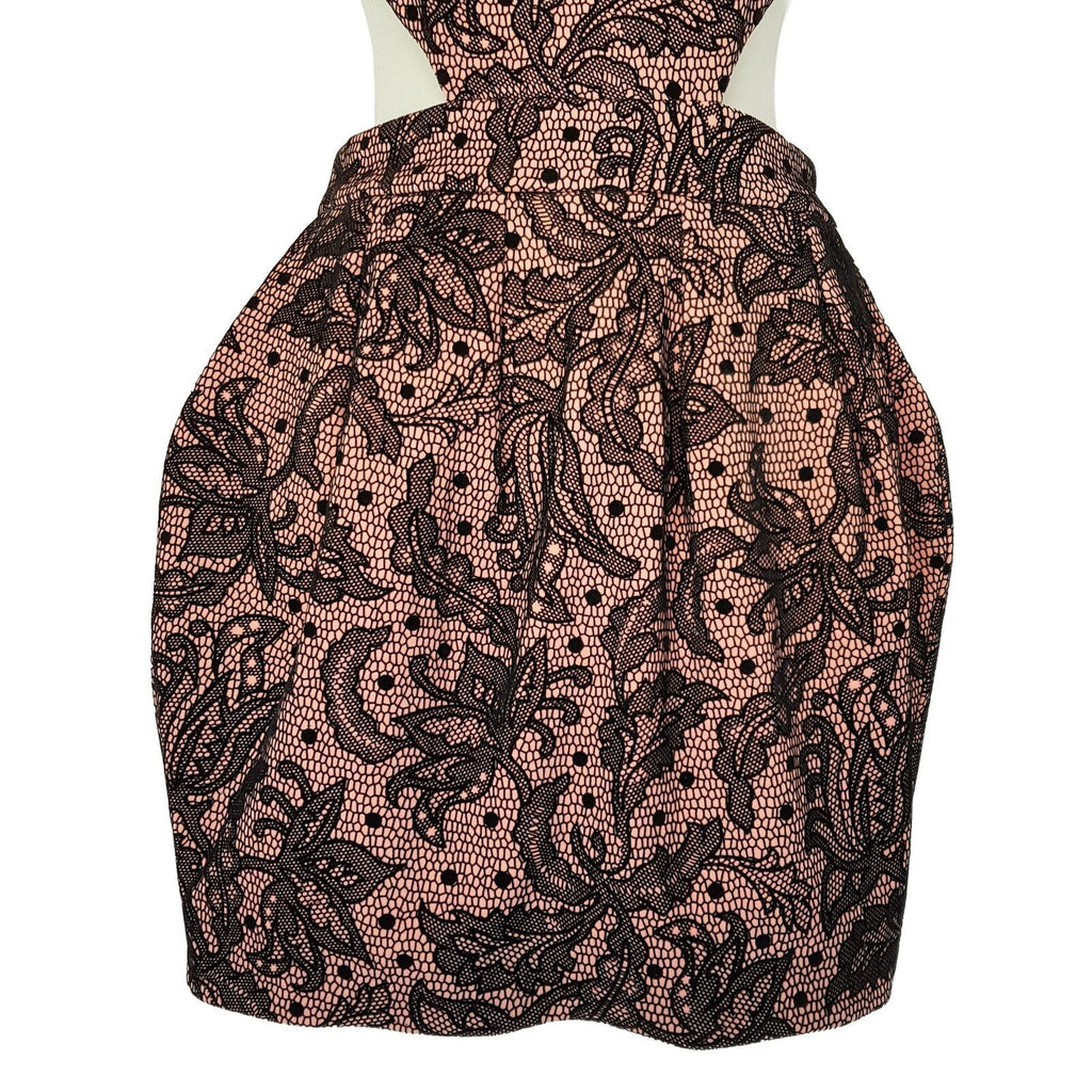 ASOS Petite Black Pink Floral Print Criss Cross Back Women's Cutout Mini Dress