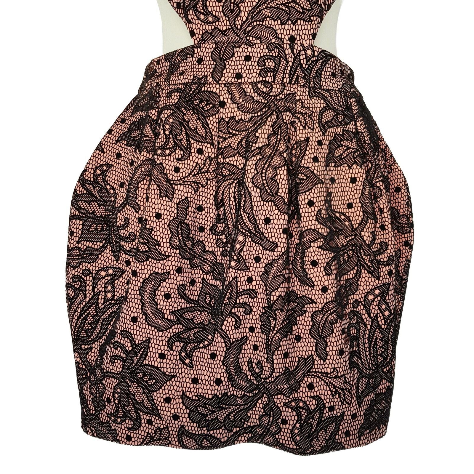 ASOS Petite Black Pink Floral Print Criss Cross Back Women's Cutout Mini Dress