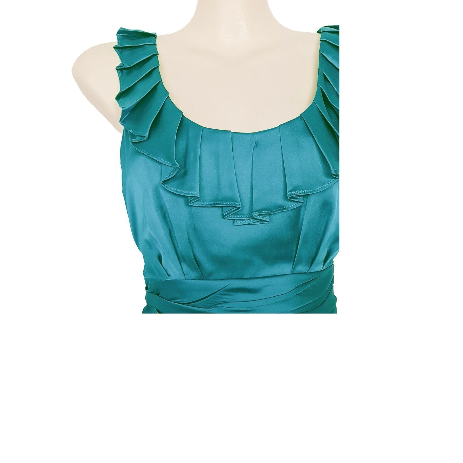 PILGRIM Romance Ruffle Dress Blue Green Teal Turquoise Sleeveless Cocktail Party