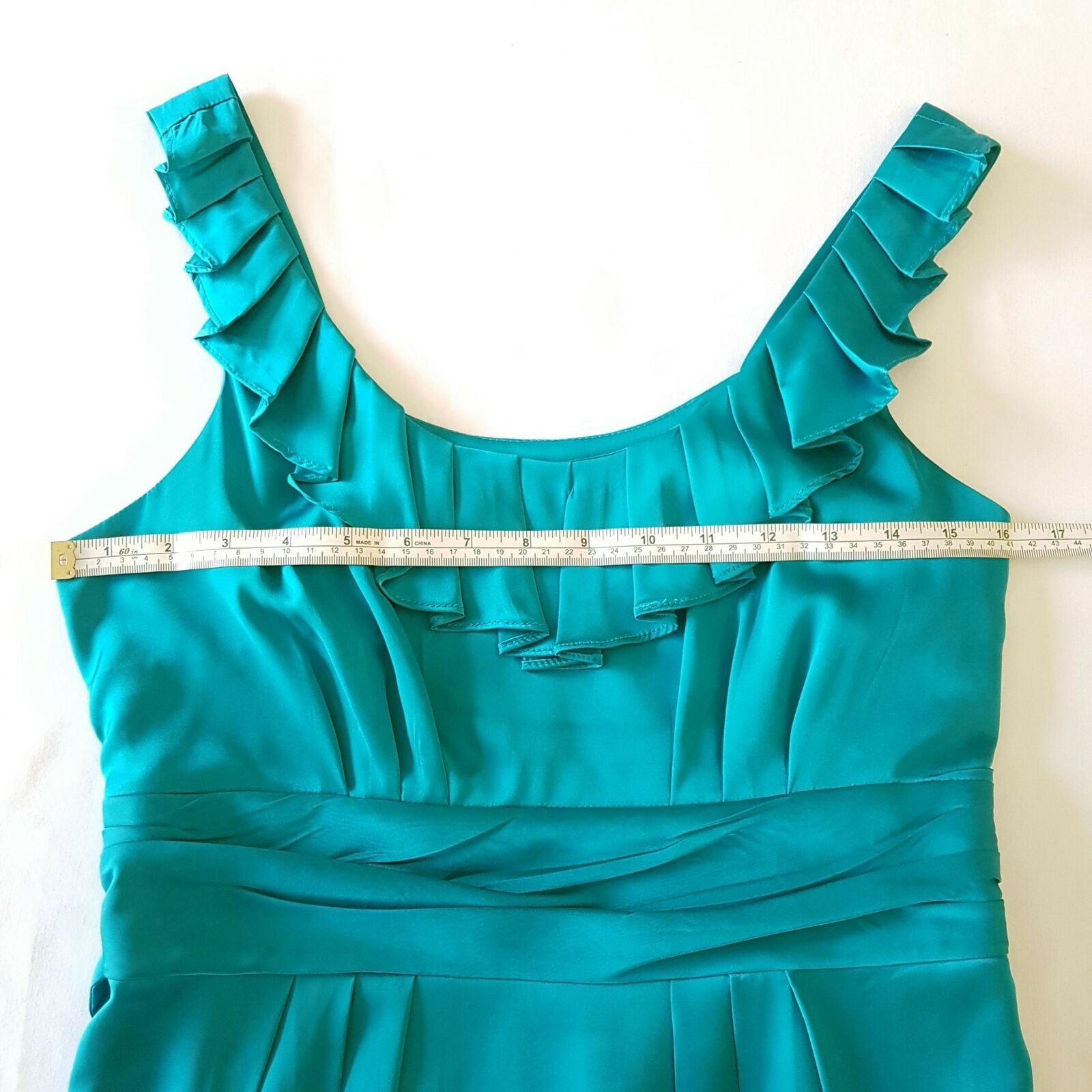 PILGRIM Romance Ruffle Dress Blue Green Teal Turquoise Sleeveless Cocktail Party