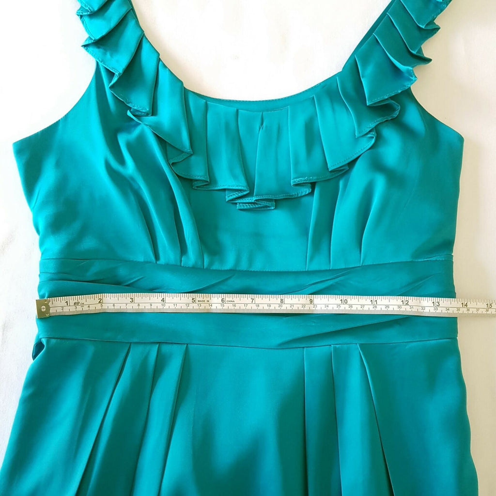 PILGRIM Romance Ruffle Dress Blue Green Teal Turquoise Sleeveless Cocktail Party