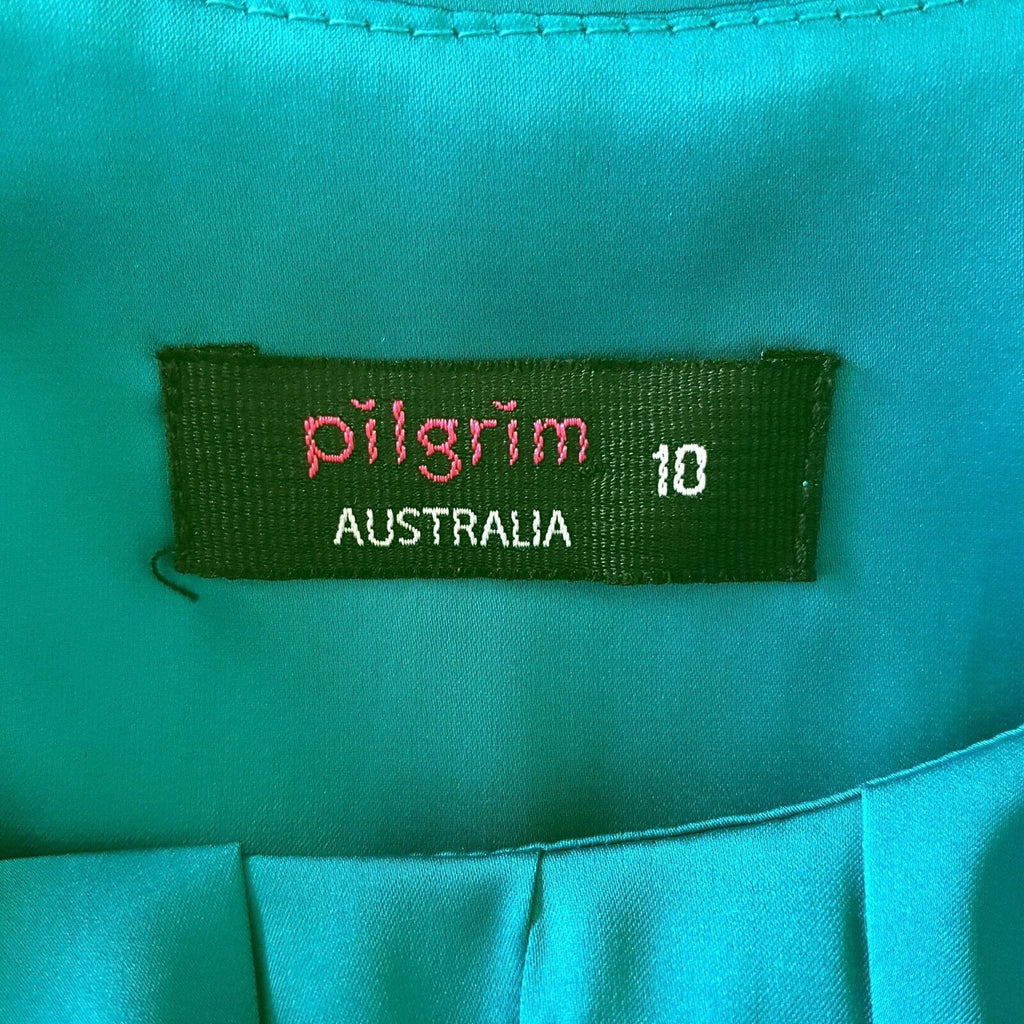 PILGRIM Romance Ruffle Dress Blue Green Teal Turquoise Sleeveless Cocktail Party
