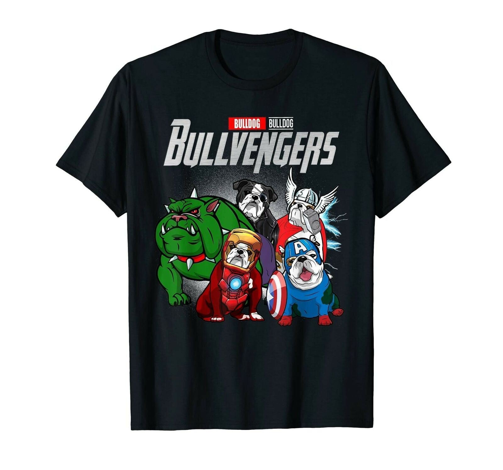 Bullvengers Bulldog Cotton Men's Women's Tee Shirt Breathable Unisex Casual Top
