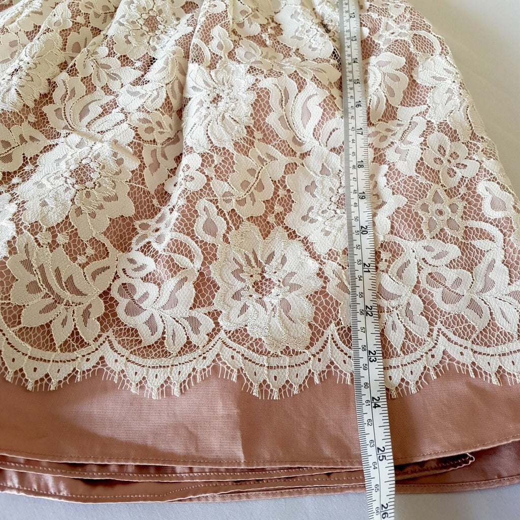 FOREVER NEW White Pink Lace Ladies Strapless Cocktail Dress Straight Across Neck