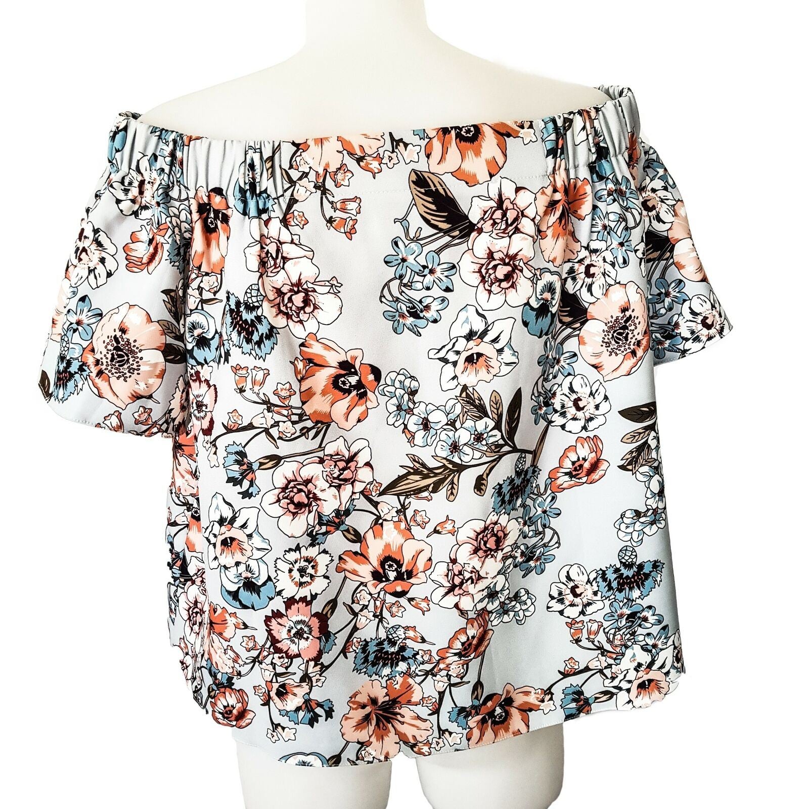 DOTTI Women's Floral Off Shoulder Blouse Elastic Top Short Sleeve Cocktail Party