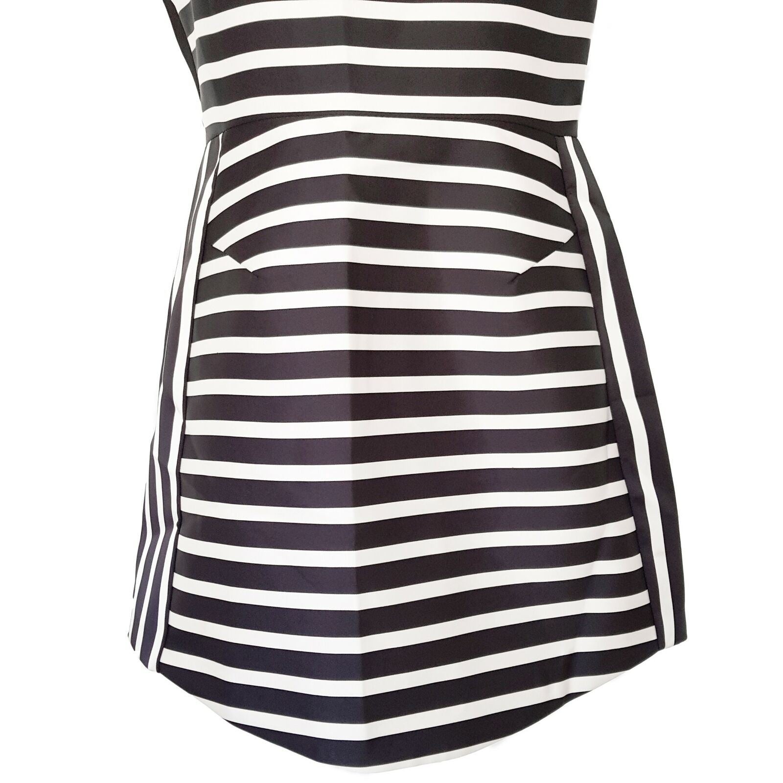 TOPSHOP Black & White Sailor Striped Bonded Women's A-Line Dress Short Sleeve