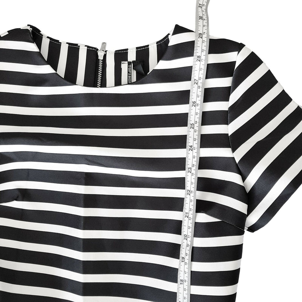 TOPSHOP Black & White Sailor Striped Bonded Women's A-Line Dress Short Sleeve