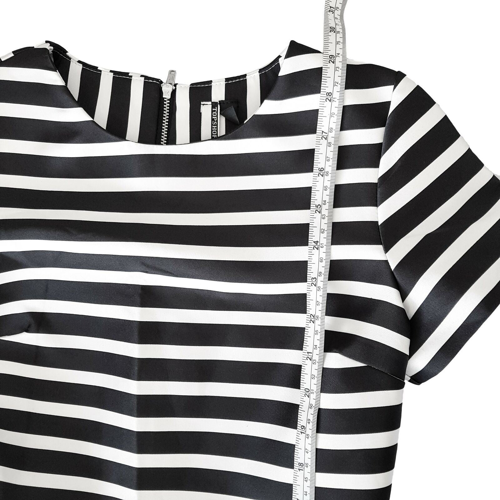 TOPSHOP Black & White Sailor Striped Bonded Women's A-Line Dress Short Sleeve