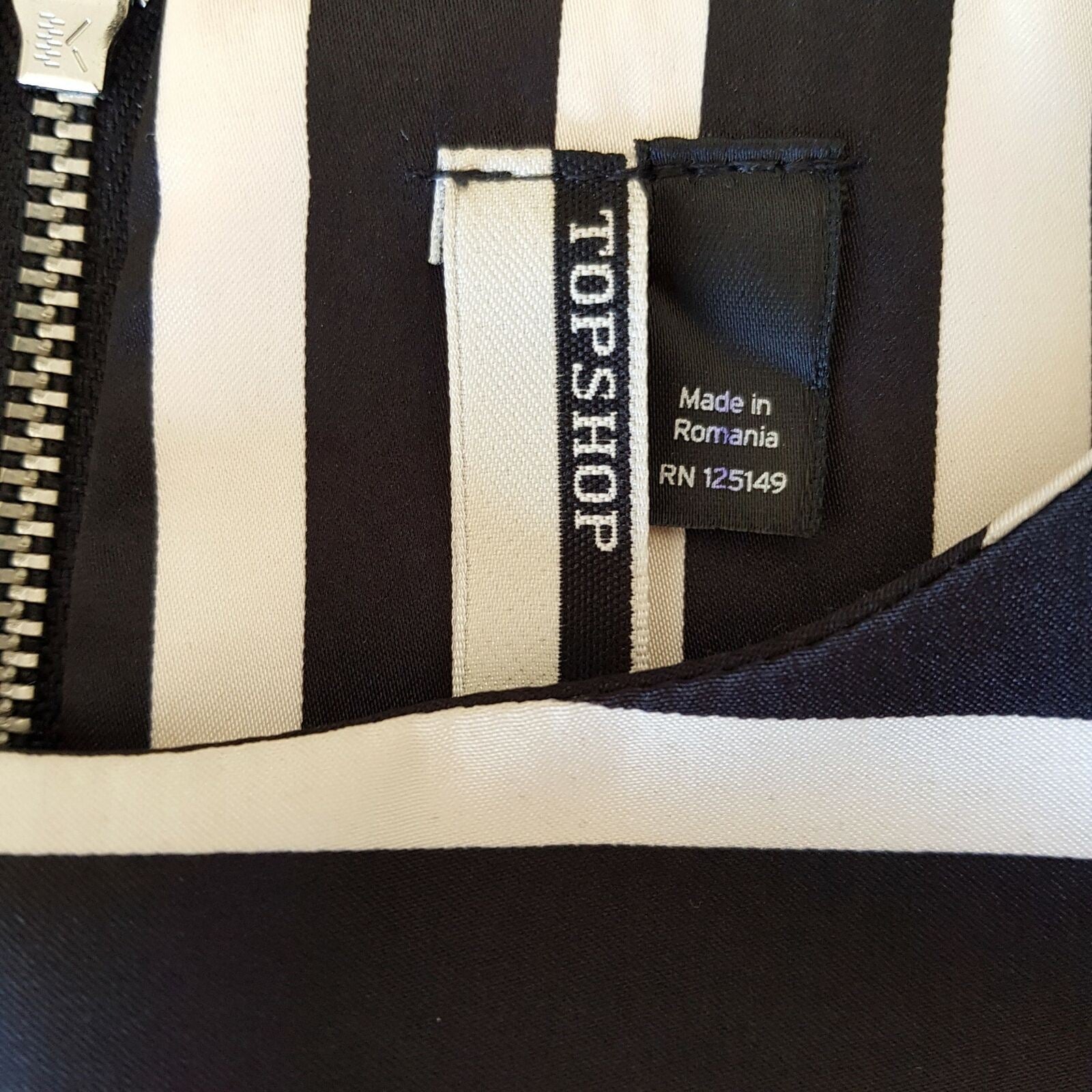 TOPSHOP Black & White Sailor Striped Bonded Women's A-Line Dress Short Sleeve