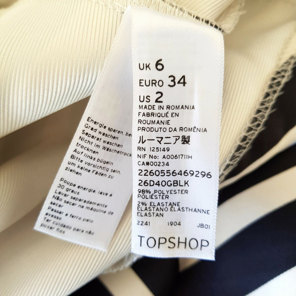 TOPSHOP Black & White Sailor Striped Bonded Women's A-Line Dress Short Sleeve
