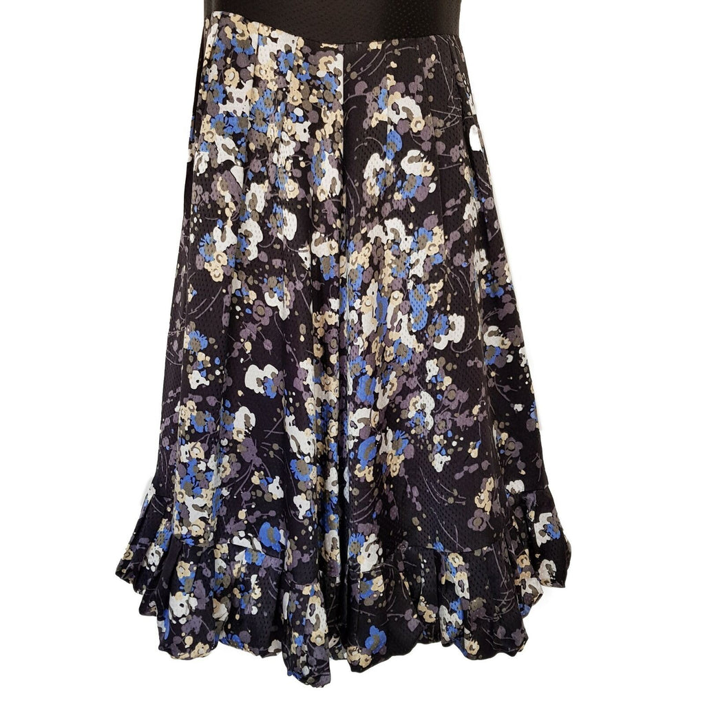 TED BAKER LONDON Black Sleeveless Floral Women's A-Line Dress Criss Cross Back