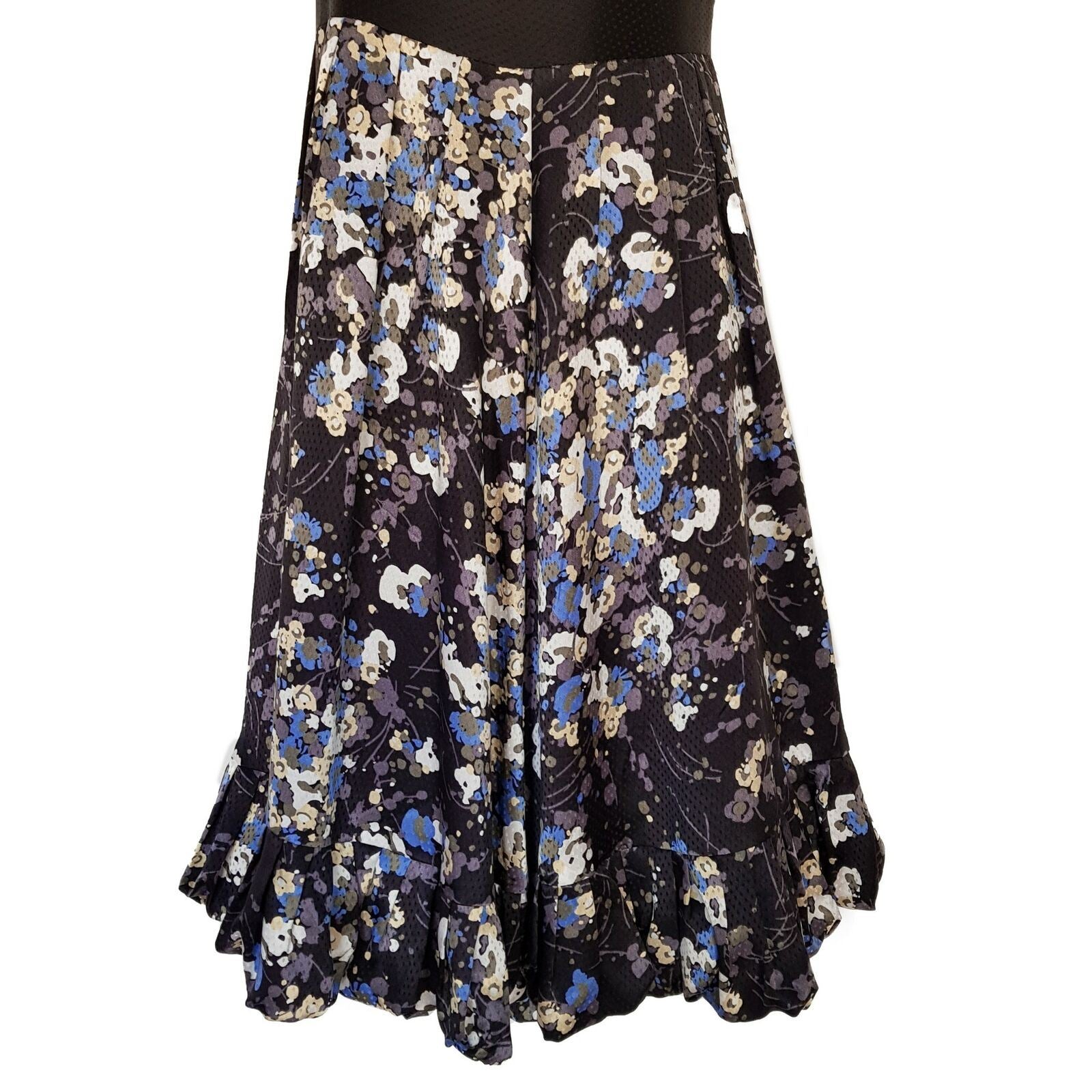 TED BAKER LONDON Black Sleeveless Floral Women's A-Line Dress Criss Cross Back