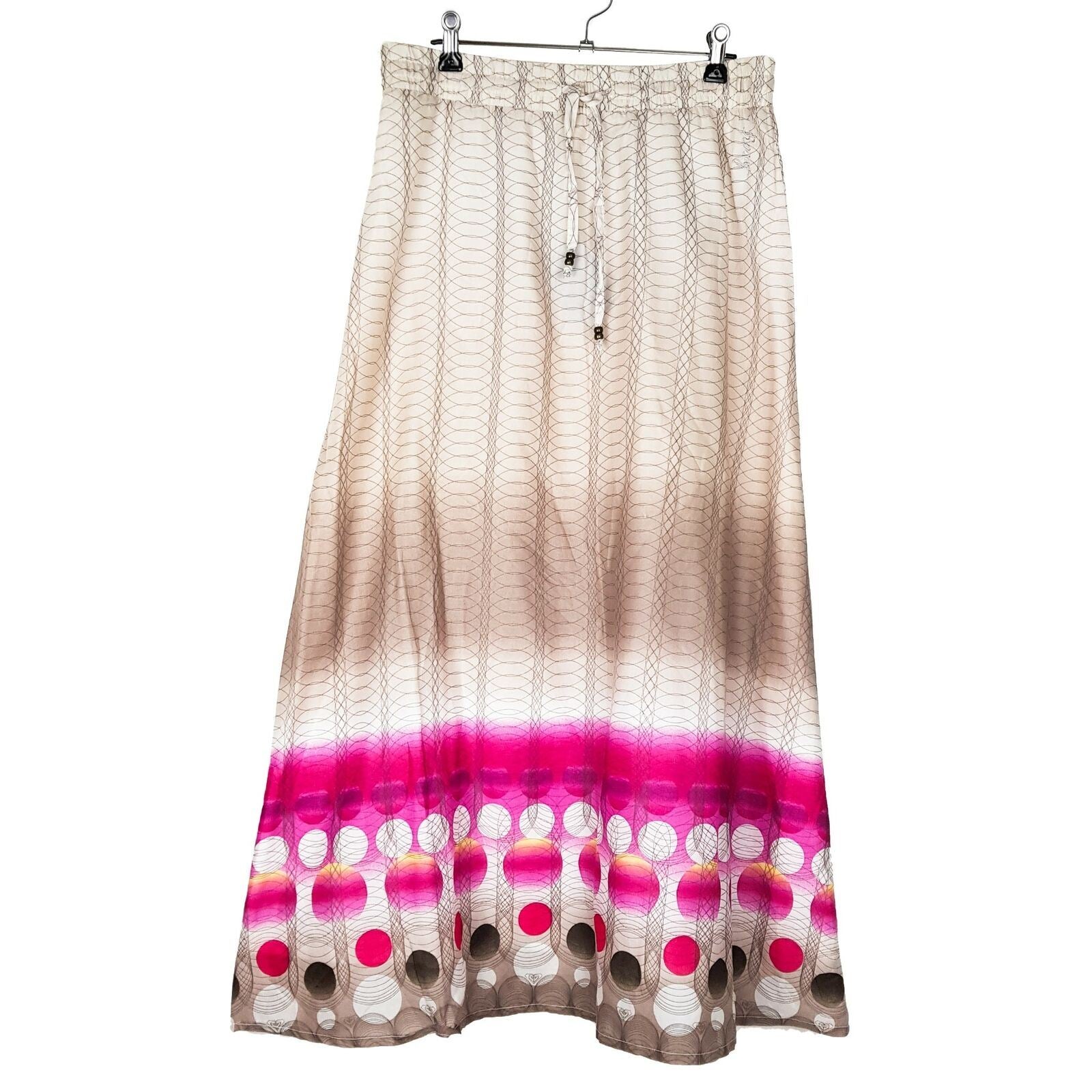BNWT ROXY Multi-Coloured Pleated Women's Maxi A-Line Skirt Drawstring Size 12