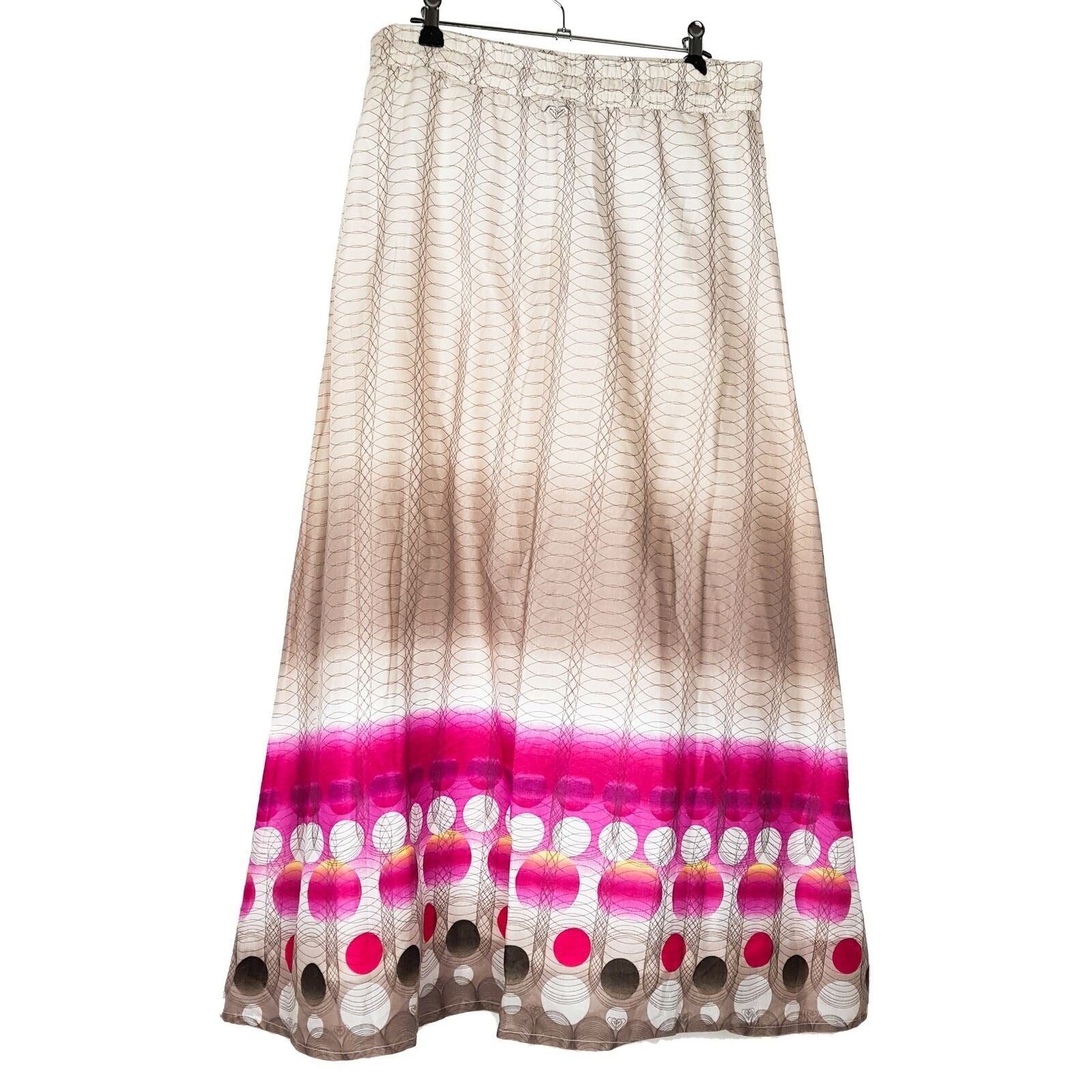 BNWT ROXY Multi-Coloured Pleated Women's Maxi A-Line Skirt Drawstring Size 12