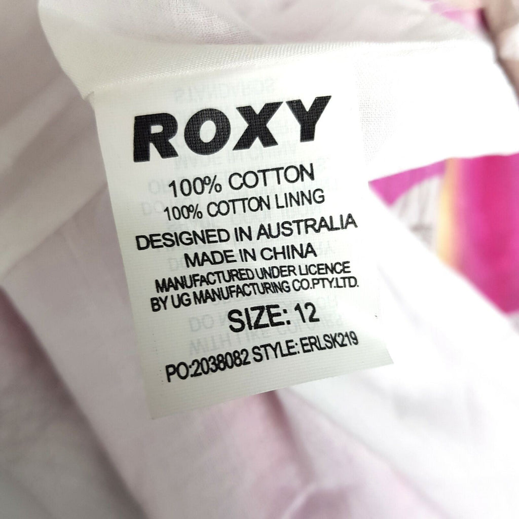 BNWT ROXY Multi-Coloured Pleated Women's Maxi A-Line Skirt Drawstring Size 12