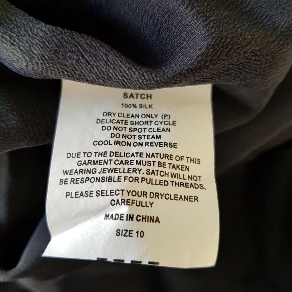 SATCH Designer Black Silk Sleeveless Women's Shift Cocktail Dress V-Neckline
