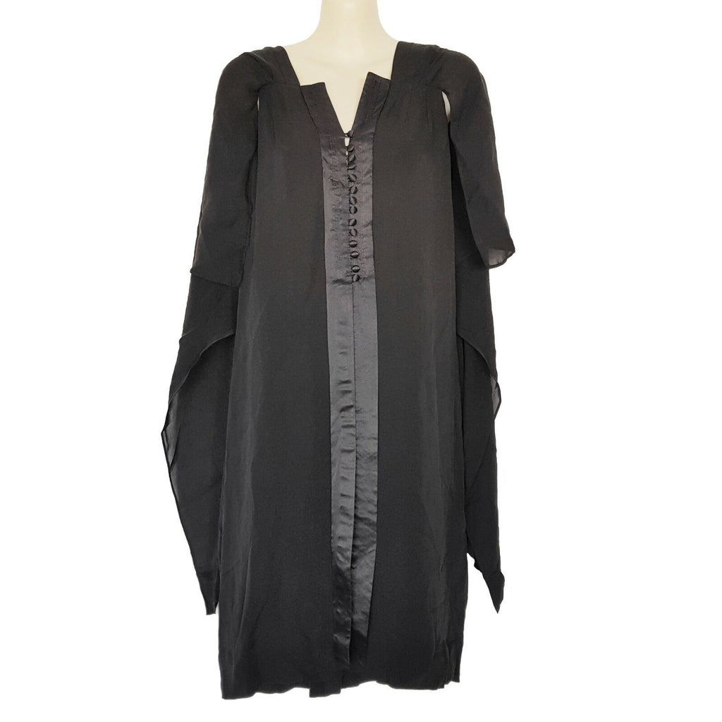 SATCH Designer Black Silk Sleeveless Women's Shift Cocktail Dress V-Neckline